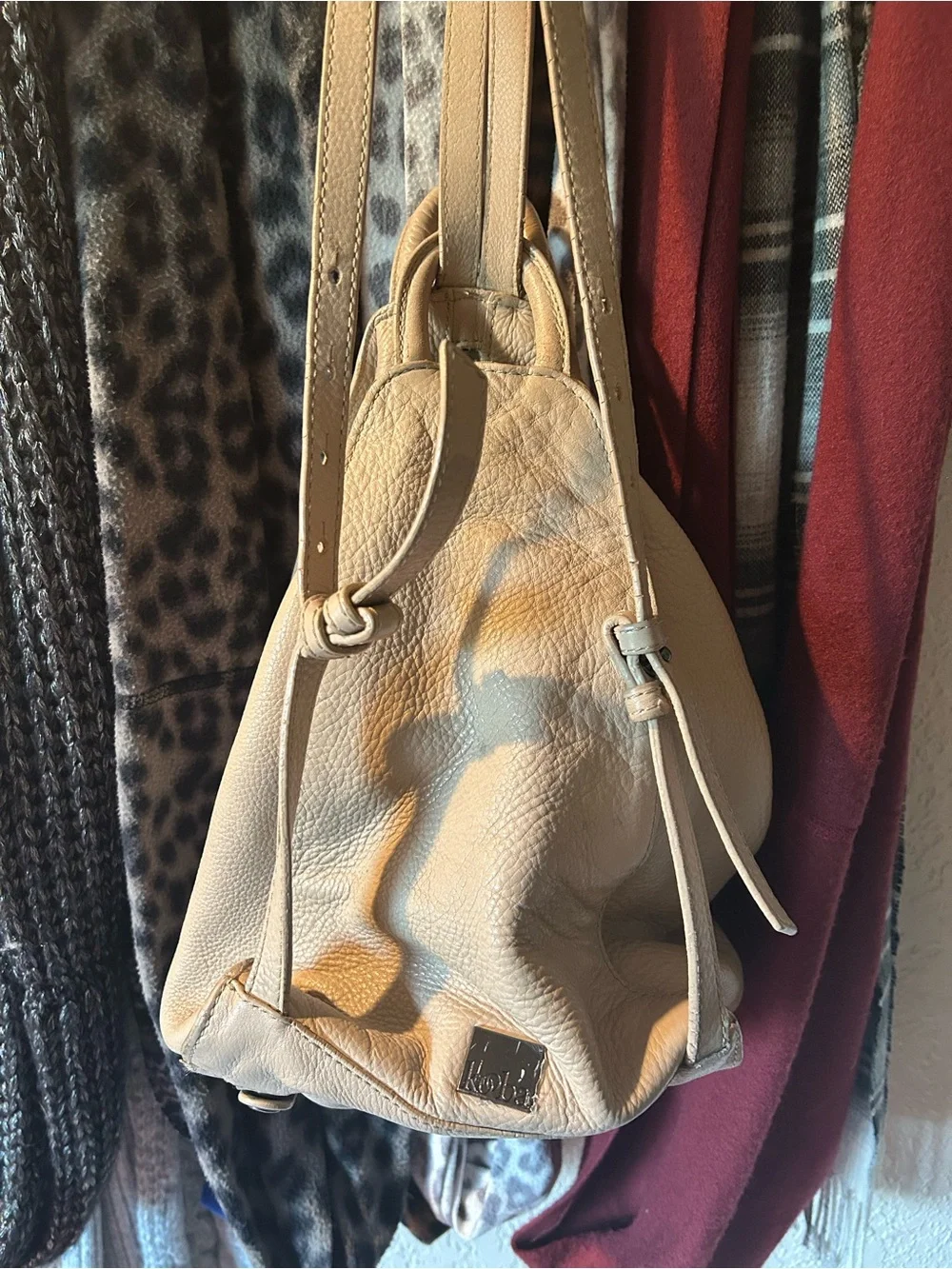 Kooba Calabasa Cream Leather Convertible Backpack Hobo Bag
